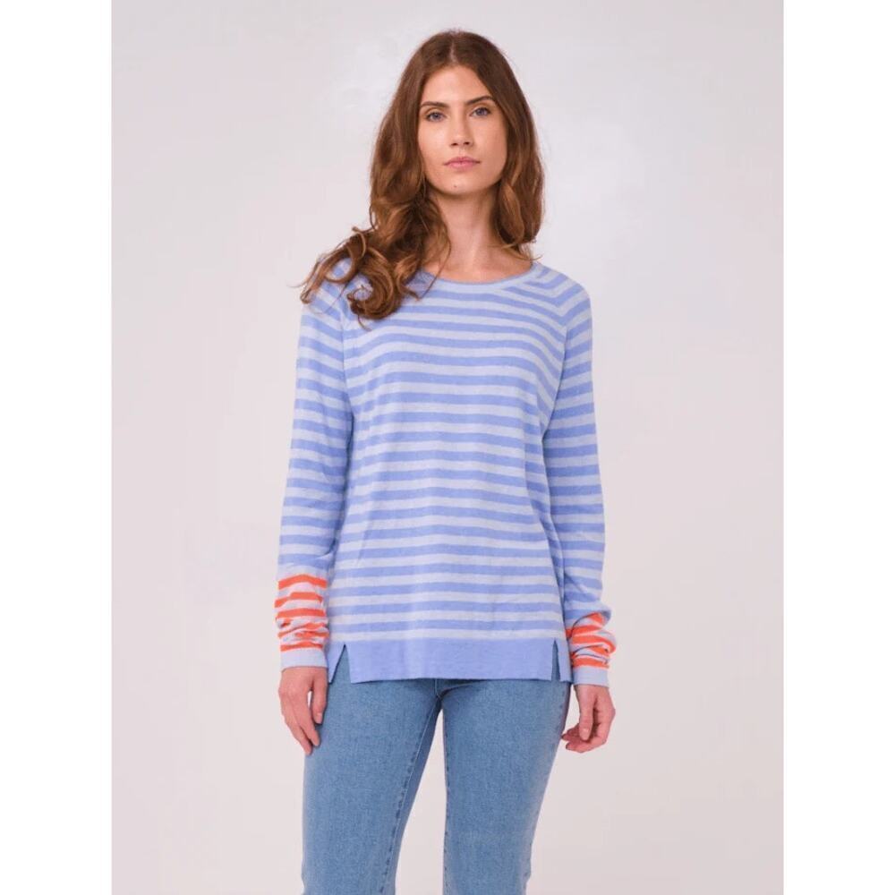 Brodie Cashmere Wispr Knitwear Sweater Blue Orange Stripe Size M